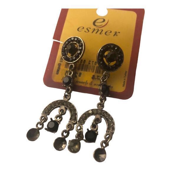 Earrings with‎ black Rhinestones some stones fell off - Picture 2 of 4